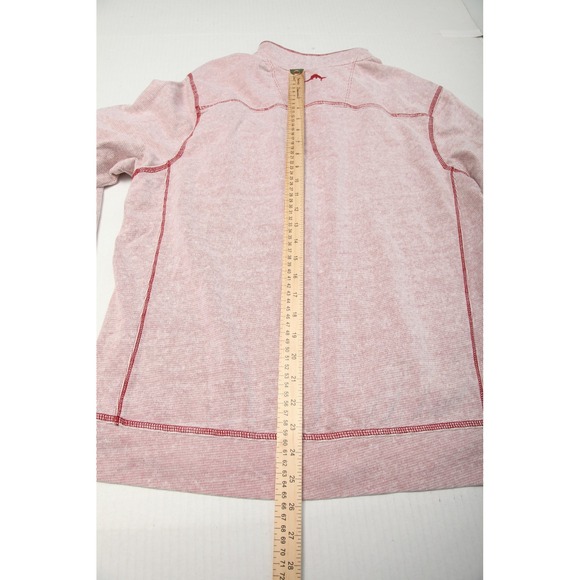 Tommy Bahama Pullover Mens Medium Red Snap Mock Neck Long Sleeve Cotton Henley - Picture 8 of 10